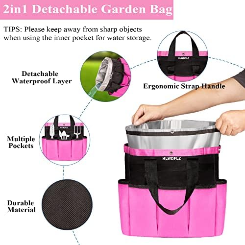 Pink Garden Tool Set Gardening Items for Women - 24PCS Heavy Duty Garden Tools with Detachable Storage Bag, Succulent Tool Set, Weeder - Image 3