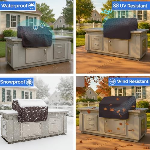 Covers & All Built-in Grill Cover for Outdoor Grill – Heavy Duty 12 oz Waterproof Built-in BBQ Grill Cover, PVC-Coated Polyester with Elastic Hem for Snug Fit (38 x 28 x 24 inches, Coffee) - Image 2