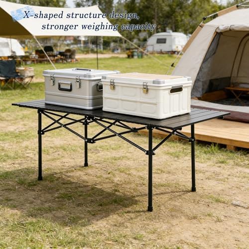 Camping Table with 6 Chairs, Portable Folding Picnic Table Set - Image 7