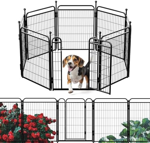 Gardner Pet Dog Playpens, 32" H 8 Panels Dog Pen Outdoor/Indoor Dog Fence Exercise Pen for Small/Medium/Large Dogs, Foldable Pet Play Yard Gate with Gravity Automatic Lock, Pet Playpen, Black by GardnerPet