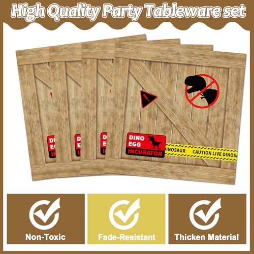 96Pcs Dinosaur Birthday Party Plates and Napkins Forks Dinosaur Theme Party Decoration Dino Disposable Tableware Set Dino Themed Park Dinnerware for Halloween Boys Girls Kids Gatherings Decorations - Image 4