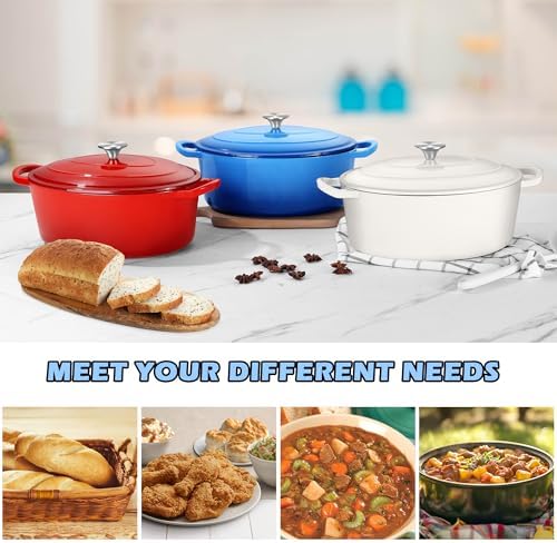TeamFar 7QT Oval Dutch Oven, Enameled Cast Iron Dutch Oven Pot with Lid - Image 7