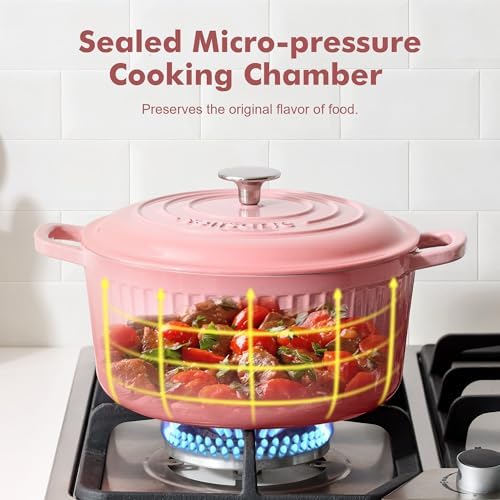 SENSARTE 3.5QT Enameled Cast Iron Dutch Oven Pot with Lid&Cotton Potholders - Image 3