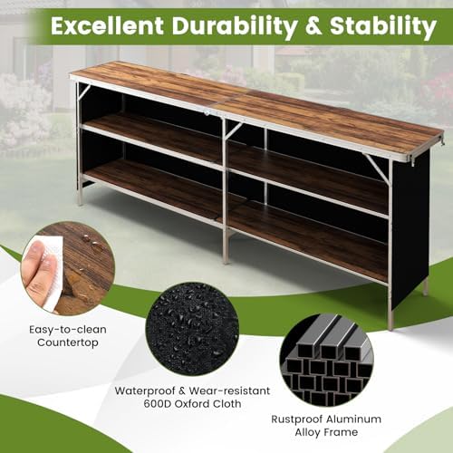 COSTWAY 81" Folding Picnic Table, Portable Bar Table with Carry Bag - Image 5