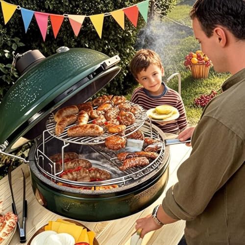S29 3 Tier 5 Piece 304 Stainless Steel Grill Stack Rack Replacement Kit for Big Green Egg XL - Image 4