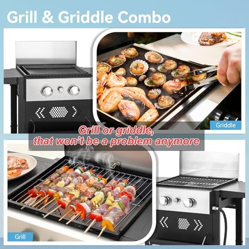 2 in 1 Griddle Grill Combo Small Propane Grill for Outdoor BBQ - Image 4