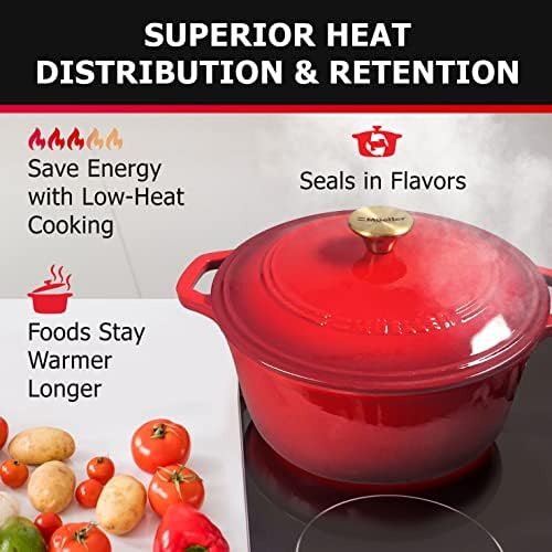 Mueller 6QT Enameled Cast Iron Dutch Oven with Lid, Heavy-Duty - Image 4