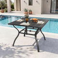 37.8'' Outdoor Dining Table for 4, Metal Patio Dining Table with Umbrella Hole, Anti-Rust Waterproof Square Table for Porch Deck Poolside Garden Backyard by CHINNLUU