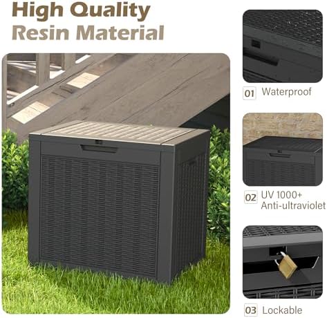 Outdoor Storage Waterproof Deck Box for Patio (32 Gallon, Black) - Image 4