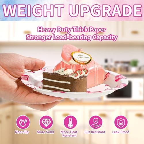 60Pcs Volleyball Plates 7" Pink Volleyball Sports Paper Plates - Image 4
