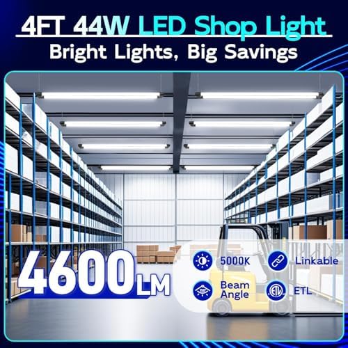 hykolity LED Shop Light 4FT 44W (300W Equivalent), 4600LM 5000K Daylight - Image 5