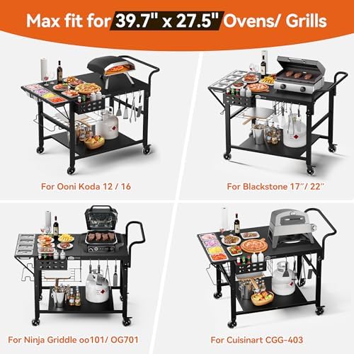 Pizza Oven Table Stand, Outdoor Grill Cart Table for Ninja Ooni Blackstone - Image 3