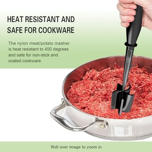 Meat Chopper, 5 Curve Blades Ground Beef Smasher, Heat Resistant Hamburger Smasher Tool, Nylon Potato Masher Utensil, Ground Meat Chopper, Meat Separator Tool for Hamburger, Non Stick Mix Chopper - Image 4