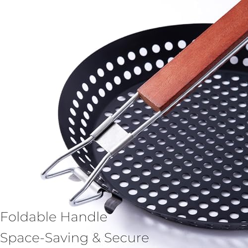 12 in Kozmatik Turkish Grill Pan, Nonstick Carbon Steel Basket - Image 6