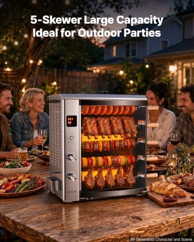 VEVOR Countertop Vertical Oven Brazilian Flame 5 Auto Rotating Skewers - Image 5