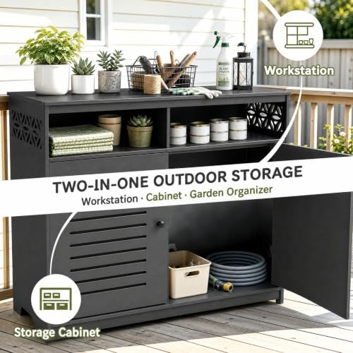 Outvita Outdoor Storage Cabinet PVC 2-in-1 Workstation - Image 2
