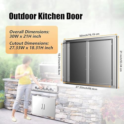 BBQ Access Double Doors 30Wx21H Flush Mount Stainless Steel Outdoor Kitchen Door for Outside Cabinets and BBQ Island - Image 2