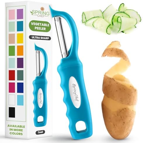 Spring Chef Swivel Vegetable Peeler for Kitchen w/Soft Grip Handle, Teal by SpringChef