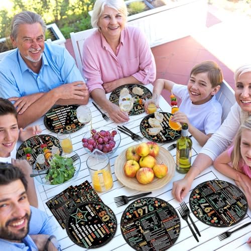96Pcs 50th Birthday Party Paper Plates and Napkins 50th Birthday Supplies for Men and Women Disposable Dessert Plates Back in 1976 Colorful Tableware 1976 Birthday Gatherings Decorations - Image 5