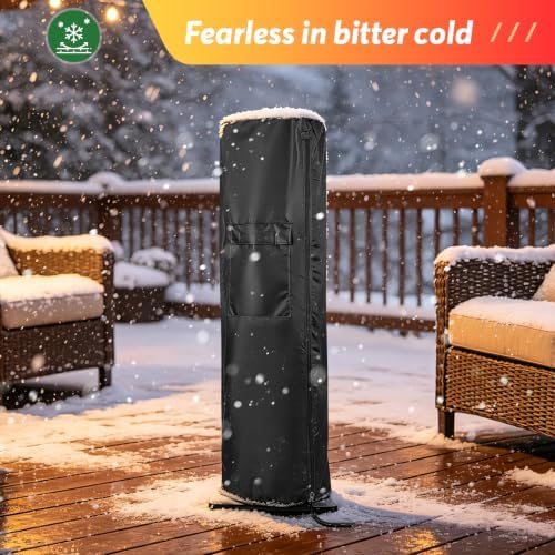 Patio Heater Covers for Encyclpo 36in Heater, Waterproof Outdoor Electric Heater Cover with Zipper Heavy Duty Storage Cover for Patio Outside Home Use - 9"Dx12"Wx36"H, Black - Image 5