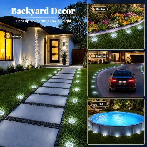 SOLPEX 20 Pack Small Solar Ground Lights, Pathway Lights Cool White - Image 2