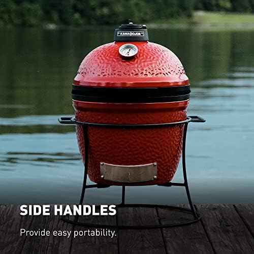 Kamado Joe Joe Jr 13.5-inch Portable Ceramic Charcoal Grill with Grill Stand, Stainless Steel Cooking Grate, Heat Deflectors and Ash Tool in Red, Model KJ13RH - Image 4