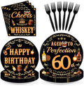 96 Pcs Whiskey 60th Birthday Whiskey Party Supplies Serves 24 by Greencian