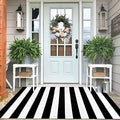 IOHOUZE 4x6 Striped Outdoor Rug, Washable Front Porch, Black/White by iOhouze