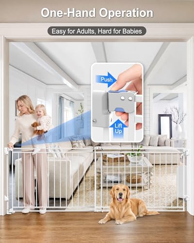 45-80" Extra Wide Baby Gate for Large Openings, Metal Heavy Duty Dog Gate - Image 7
