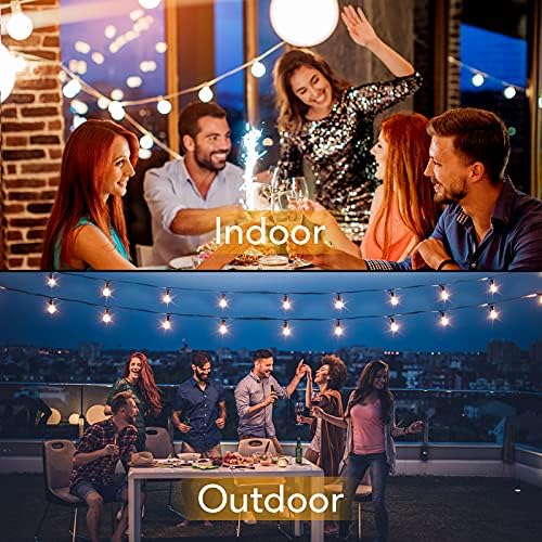 100FT LED Outdoor String Lights Patio Light with 52 Shatterproof G40 Dimmable Globe Bulb, 2-Pack 50FT Waterproof Outside Hanging String Light for Christmas Backyard Porch Balcony Gazebo Party - Image 2