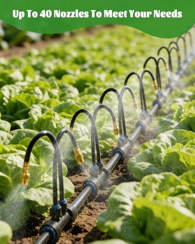 66FT Drip Irrigation System with 40 Nozzles, Automatic Drip Irrigation Kit, Garden Watering System with Dual-Head 360° Bendable Spray Nozzles for Lawn, Raised Bed (66FT, 40 Nozzles) - Image 5