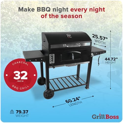 Grill Boss Charcoal Grill w/Large 32" Cooking Area, Includes Warming Rack - Image 3