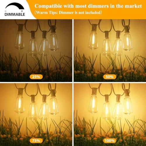 Brightever 50FT LED String Lights 27 Bulbs Outdoor Waterproof Dimmable - Image 4