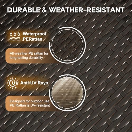 FDW 4-Piece Patio Furniture Set | Brown | Outdoor Wicker Furniture - Image 4