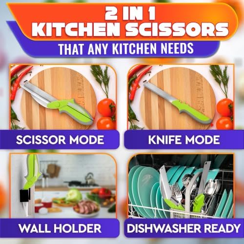 2 in 1 Kitchen Scissors for Food with Cutting Board, Safety Lock - Image 4