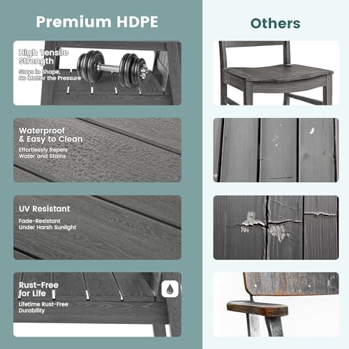Pamapic Patio Dining Table Set, 5-Piece Outdoor Dining Set for 6, Grey - Image 5
