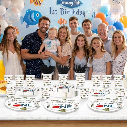 168 Pcs O-Fish-Ally One Birthday Party Decorations, Serves 24 - Image 5