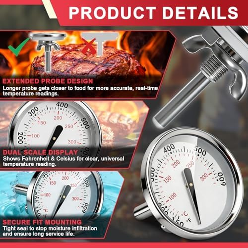 60540 Lid Temp Gauge for Weber 22" Kettle Charcoal Grill, Spirit 200/300 - Image 4