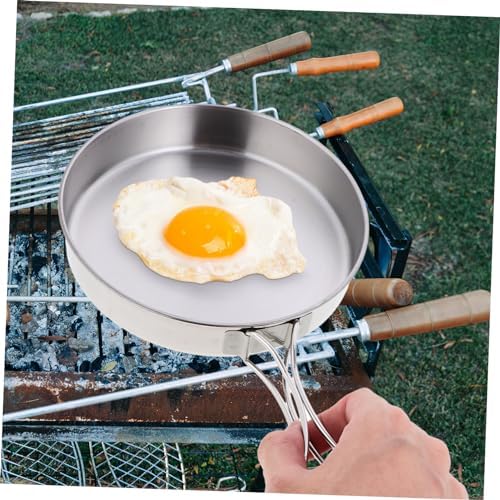 Frying Pan Lid Portable with Folding Handle Stainless Steel - Image 7