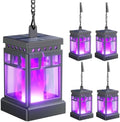 KOOPER Hanging Solar Lanterns Outdoor Waterproof, 4PCS Flickering Flame Hanging Solar Lights for Outside, Outdoor Solar Lanterns up to 12 Hours, Lanterns Decorative for Patio Yard Decor (Purple Light) by KOOPER