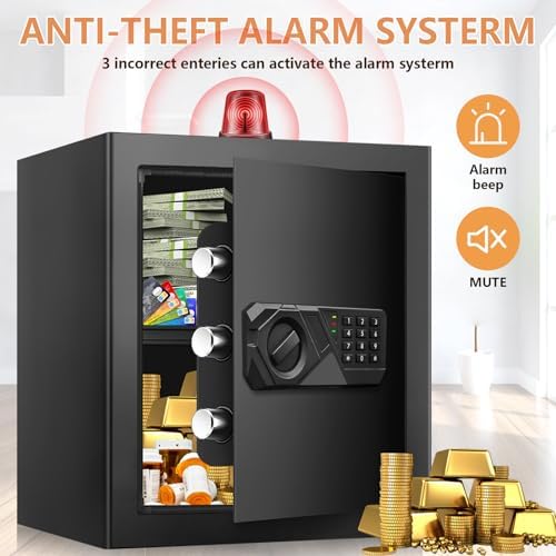 2.0 Cub Large Fireproof Safes for Home Use, Digital Security Safe Box Fireproof Waterproof with Combination Lock and Removable Shelf, Home Fire Safe for Document Money Medicines Valuables - Image 7