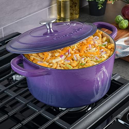 Crock-Pot Artisan 7-Quart Round Enameled Cast Iron Dutch Oven – Lavender Purple, Durable Heavy-Duty Cookware for Slow Cooking, Baking, Roasting with Lid - Image 4