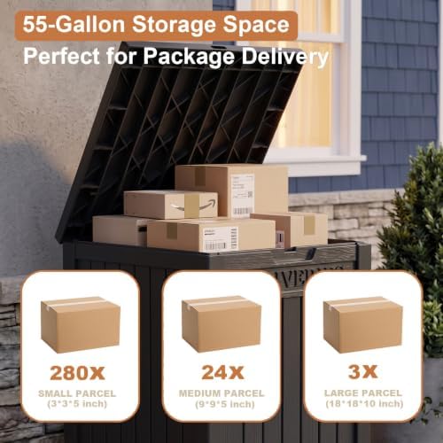 PatioZen Package Delivery Box, Waterproof Outdoor Container, Classic Black - Image 4