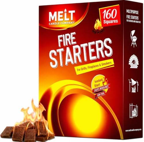 Melt Candle Fire Starter 160 Cubes for Charcoal Grill, Campfire & Fireplace by MeltCandleCompany