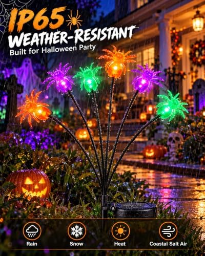 OZS 6Pack 36LED Spider Solar Halloween Decorations Outdoor - Image 4