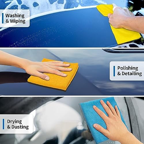 Microfiber Towels for Cars, 24 Pack Microfiber Cleaning Cloths, 11.5"*11.5" Cleaning Rags Towels Bulk Absorbent Lint-Free, All-Purpose for Detailing, Office, Household Cleaning - Image 3