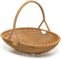 Plastic Imitation Rattan Woven Hand Basket Outdoor Picnic Picking Vegetables and Fruits Kitchen Living Room Egg Snack Basket (Brown2,29.5x24.5cm) by Unknown