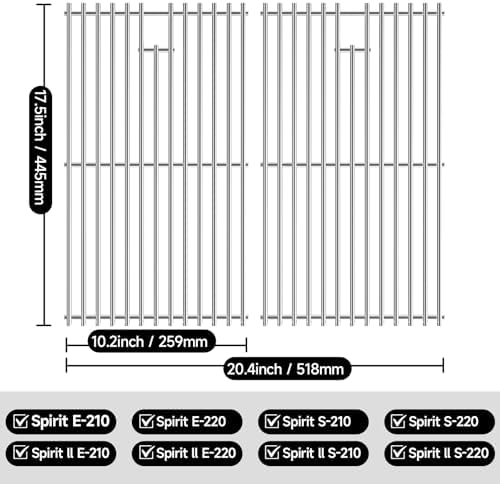 2pcs Stainless Steel Cooking Grates for Weber, 17.5'' x 20.4'' - Image 2