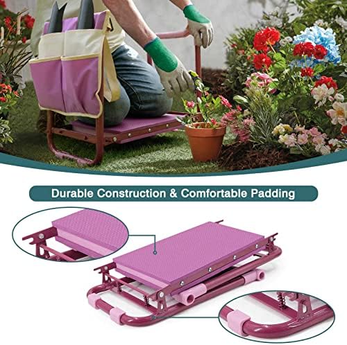 Foldable Garden Kneeler and Seat – 2-in-1 Gardening Stool with a Tool Storage Pouch, Lightweight and Portable for Elderly, Outdoor, Lawn Care - Image 4