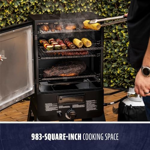 Pit Boss 3-Series Propane Gas Vertical Smoker with HVR Controller and Wood Chip Tray, 983-Sq. In. 4-Rack Cooking Space, 100°F to 300°F Temperature Range, Black - Image 3